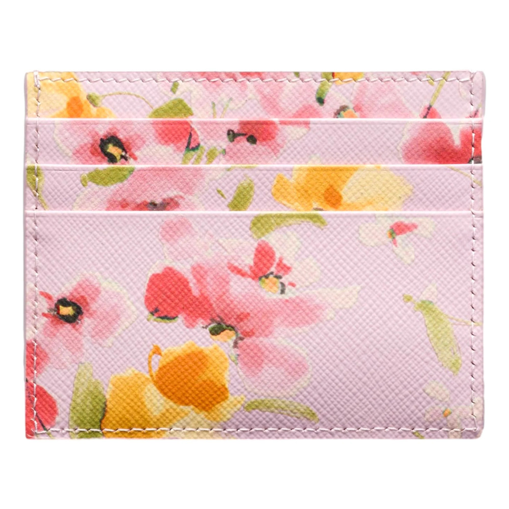 Prada Floral Print Saffiano Leather Card Holder in Light - Picture 2 of 3